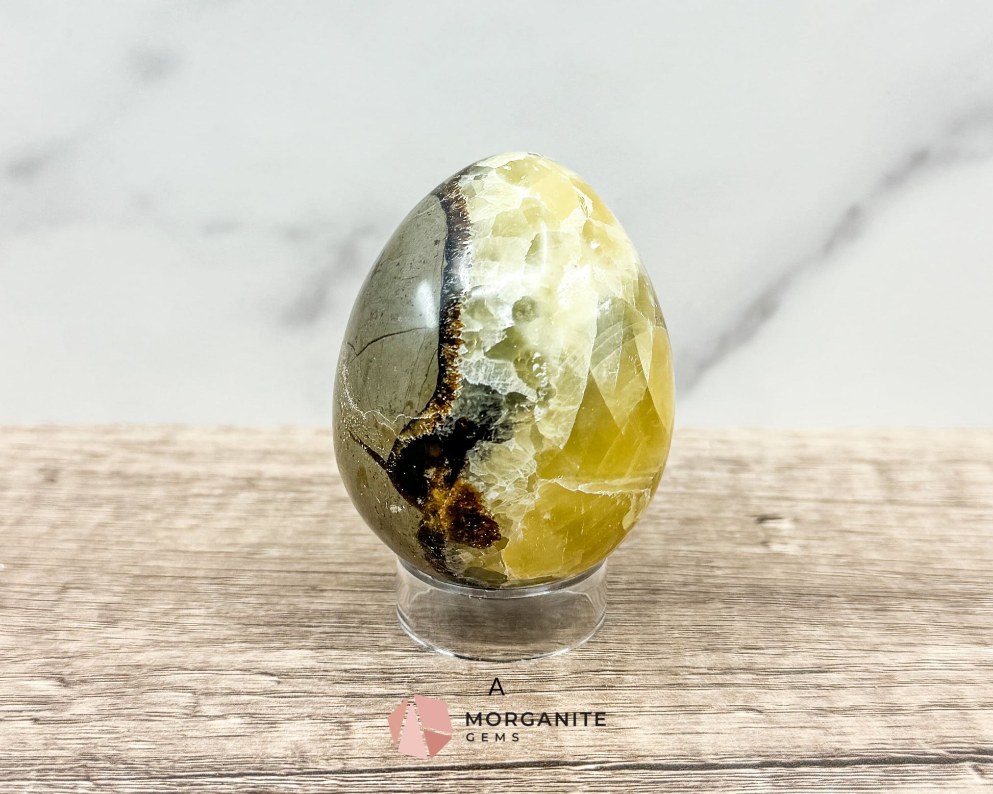 Septarian Dragon Egg (Brown Aragonite) – 4 Unique 2.5 Inch Eggs with Stand, 200g-250g-Morganite Gems