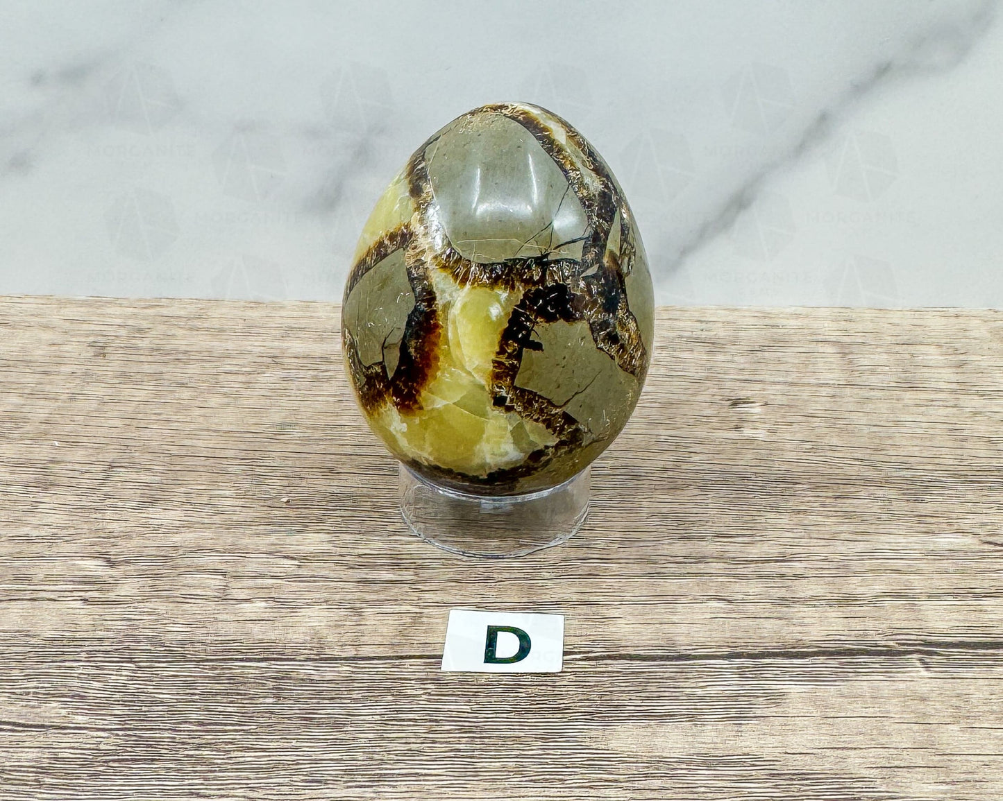 Septarian Dragon Egg (Brown Aragonite) – 4 Unique 2.5 Inch Eggs with Stand, 200g-250g-Morganite Gems