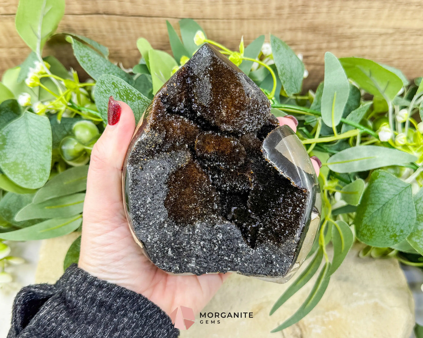 Septarian Dragon Egg Druzy Geode No. 2 – 4.8″ × 4.1″ × 2.8″ | 2.2 lb Earthy Crystal Specimen - Metaphysical Crystals