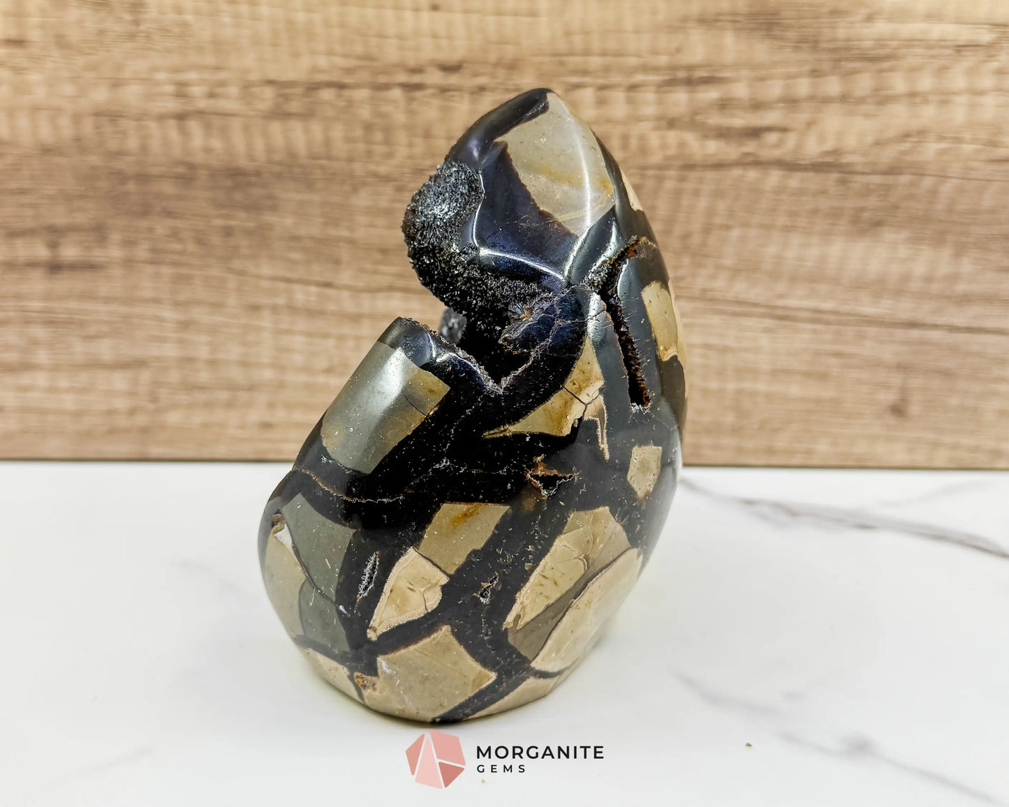 Septarian Dragon Egg Druzy Geode No. 2 – 4.8″ × 4.1″ × 2.8″ | 2.2 lb Earthy Crystal Specimen - Metaphysical Crystals