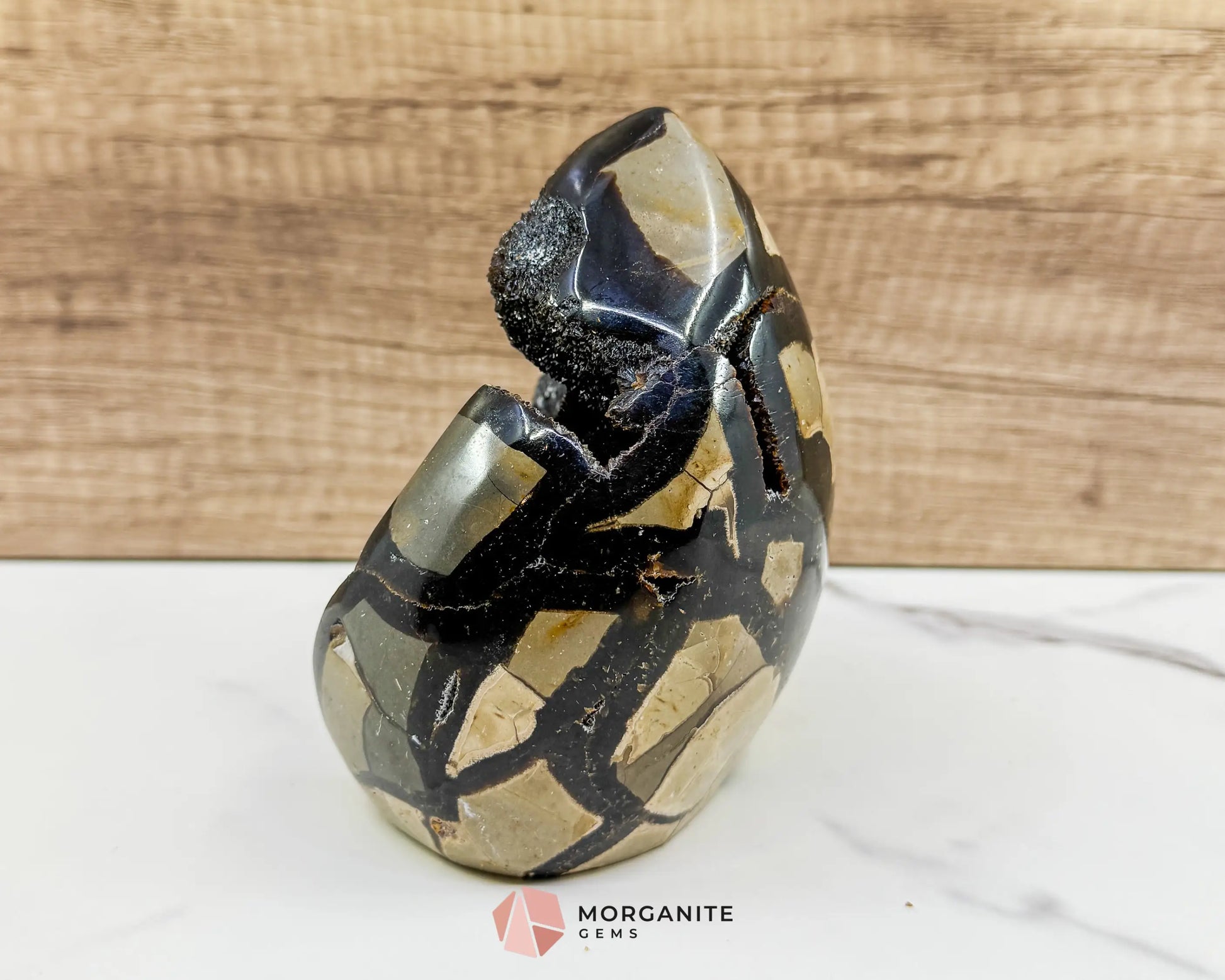 Septarian Dragon Egg Druzy Geode No. 2 – 4.8″ × 4.1″ × 2.8″ | 2.2 lb Earthy Crystal Specimen - Metaphysical Crystals