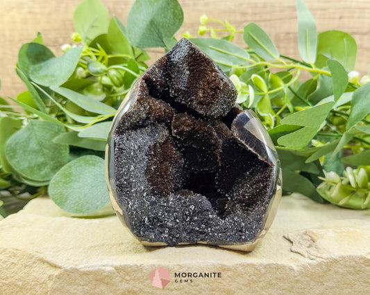 Septarian Dragon Egg Druzy Geode No. 2 – 4.8″ × 4.1″ × 2.8″ | 2.2 lb Earthy Crystal Specimen - Metaphysical Crystals