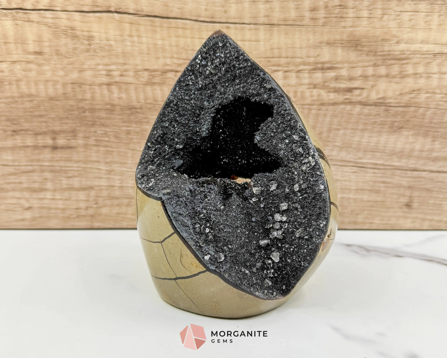 Septarian Dragon Egg Druzy Geode No. 3 – 6″ × 4.5″ × 3″ | 2.84 lb Statement Specimen - Metaphysical Crystals