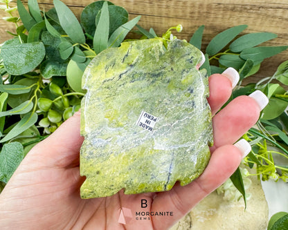 Serpentine Frog on Lily Pad – Hand-Carved Crystal Animal Figurine (Choose A or B 2’’) - Metaphysical Crystals