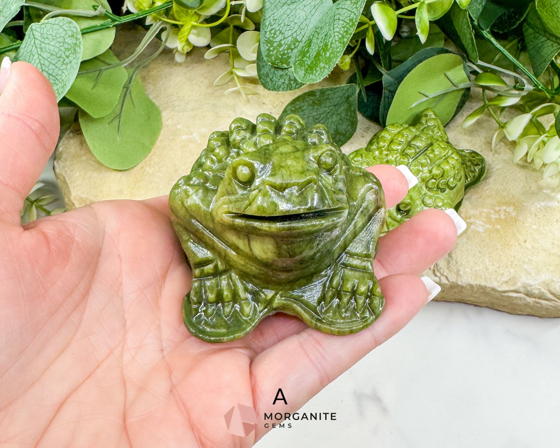 Serpentine Money Frog with Coin – Hand-Carved Crystal Toad for Wealth & Abundance - A - Metaphysical Crystals