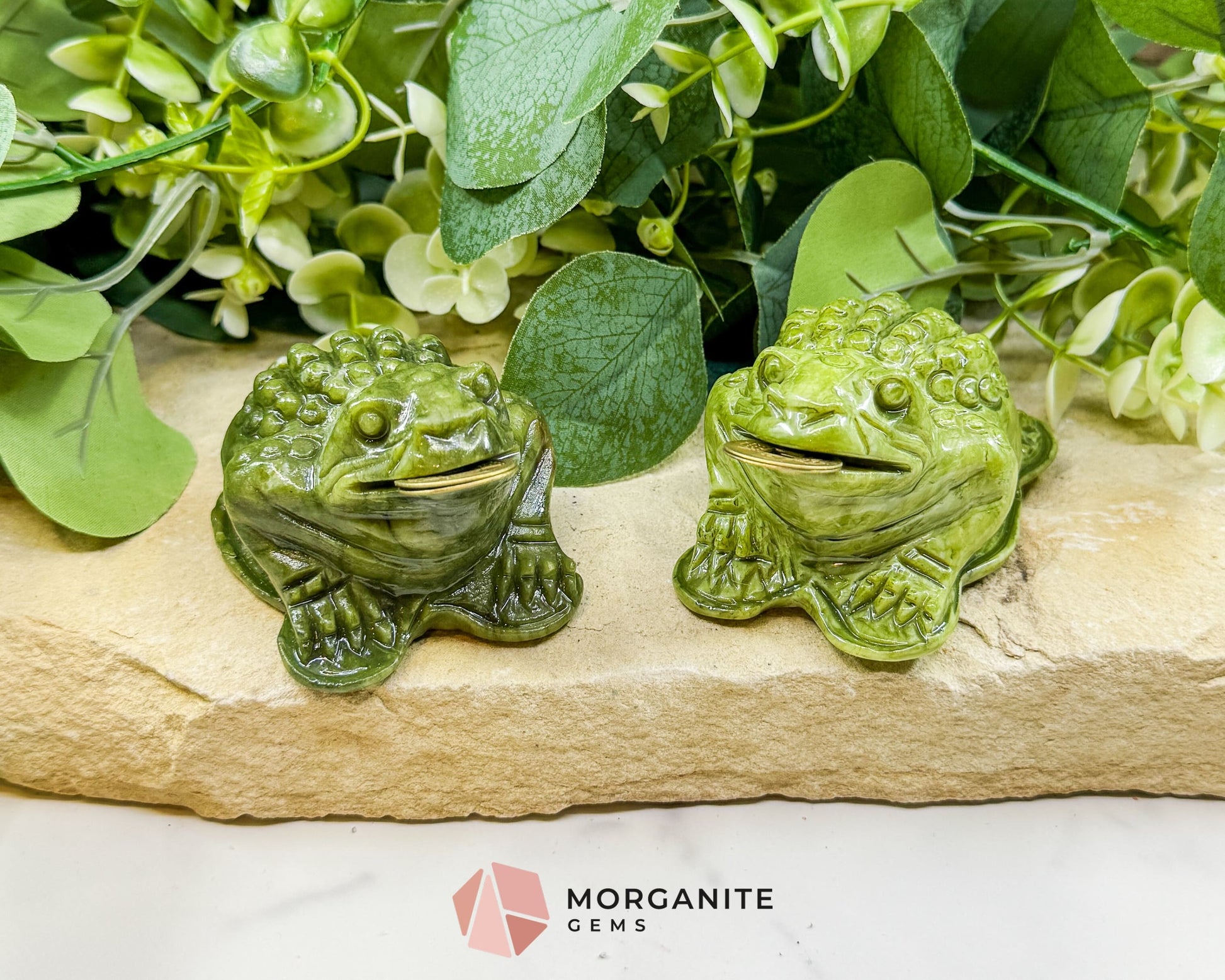 Serpentine Money Frog with Coin – Hand-Carved Crystal Toad for Wealth & Abundance - Metaphysical Crystals