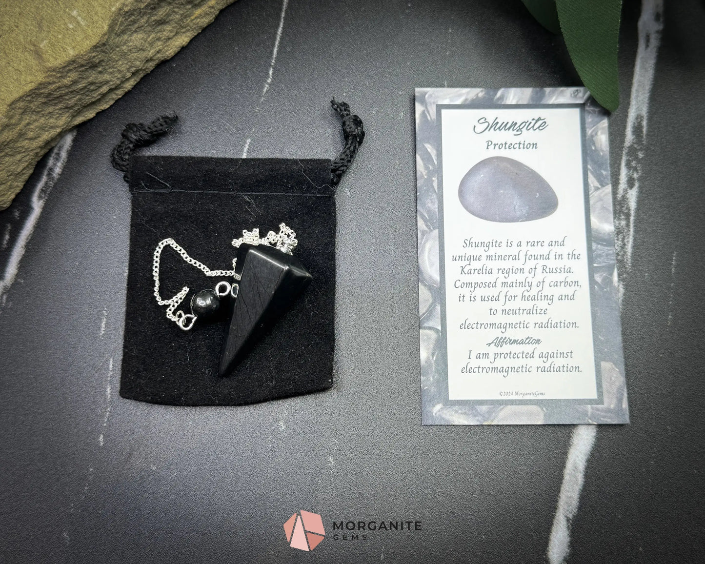 Shungite Crystal Pendulum for Protection & Energy Detox - Metaphysical Crystals
