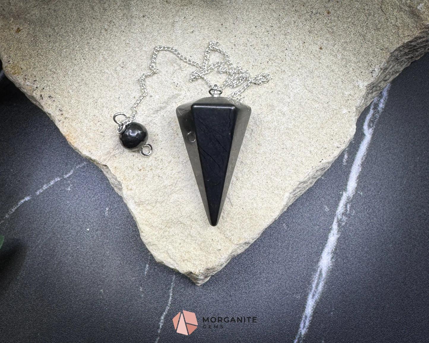 Shungite Crystal Pendulum for Protection & Energy Detox - Metaphysical Crystals