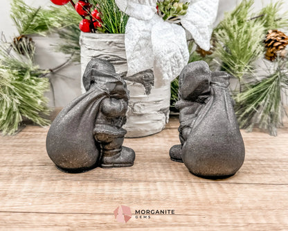 Shungite Santa Claus Carving – Festive Elegance in Natural Stone-Morganite Gems