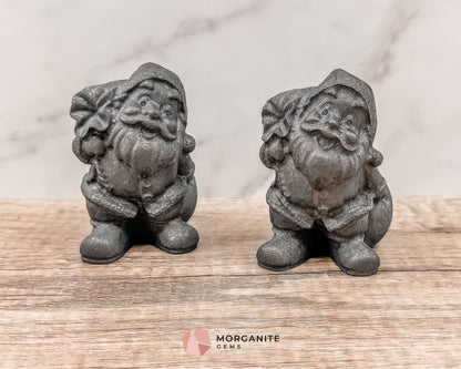 Shungite Santa Claus Carving – Festive Elegance in Natural Stone-Morganite Gems