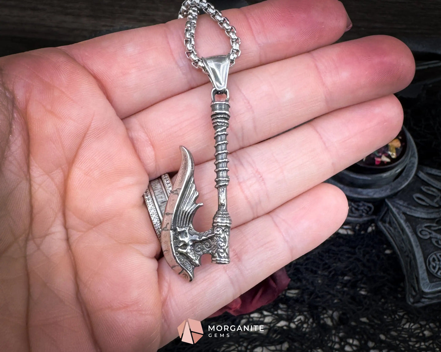 Vintage Viking Mythology Axe Pendant Necklace – Titanium Steel Amulet - Jewelry
