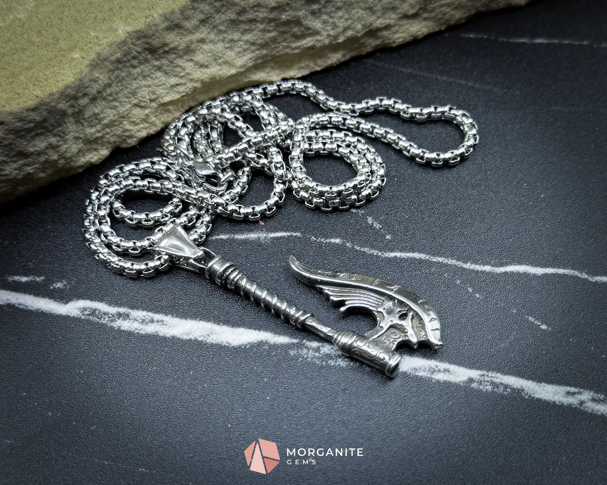 Vintage Viking Mythology Axe Pendant Necklace – Titanium Steel Amulet - Jewelry