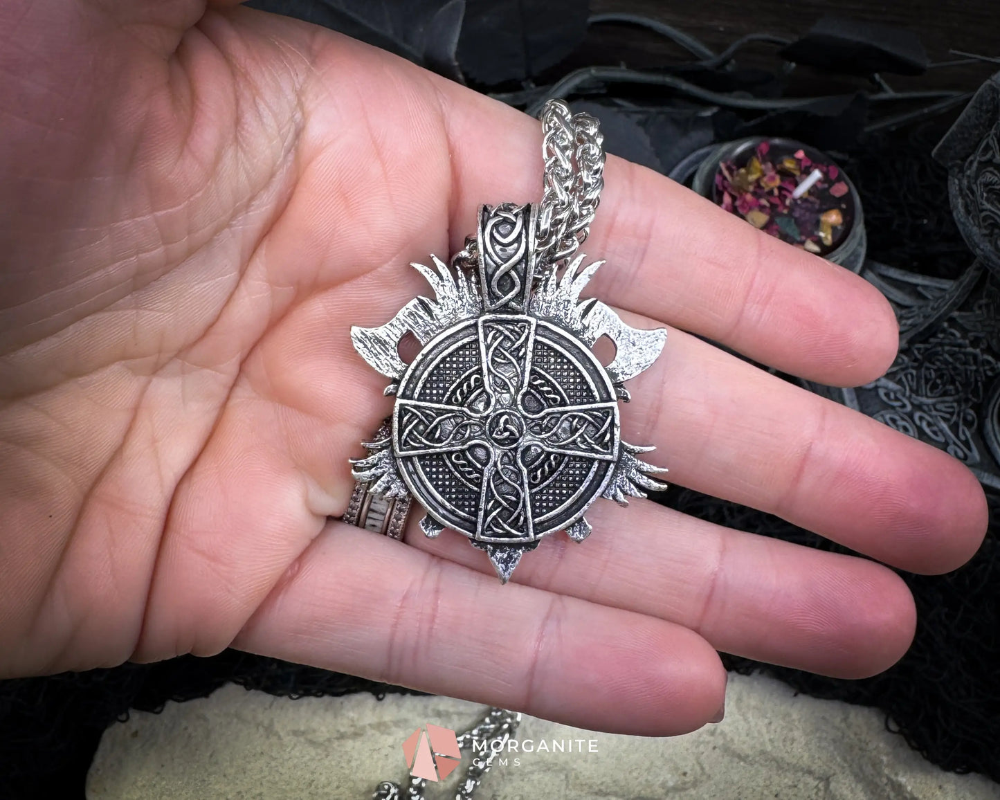 Odin Viking Warrior Pendant Necklace – Norse God Amulet on 60cm Chain