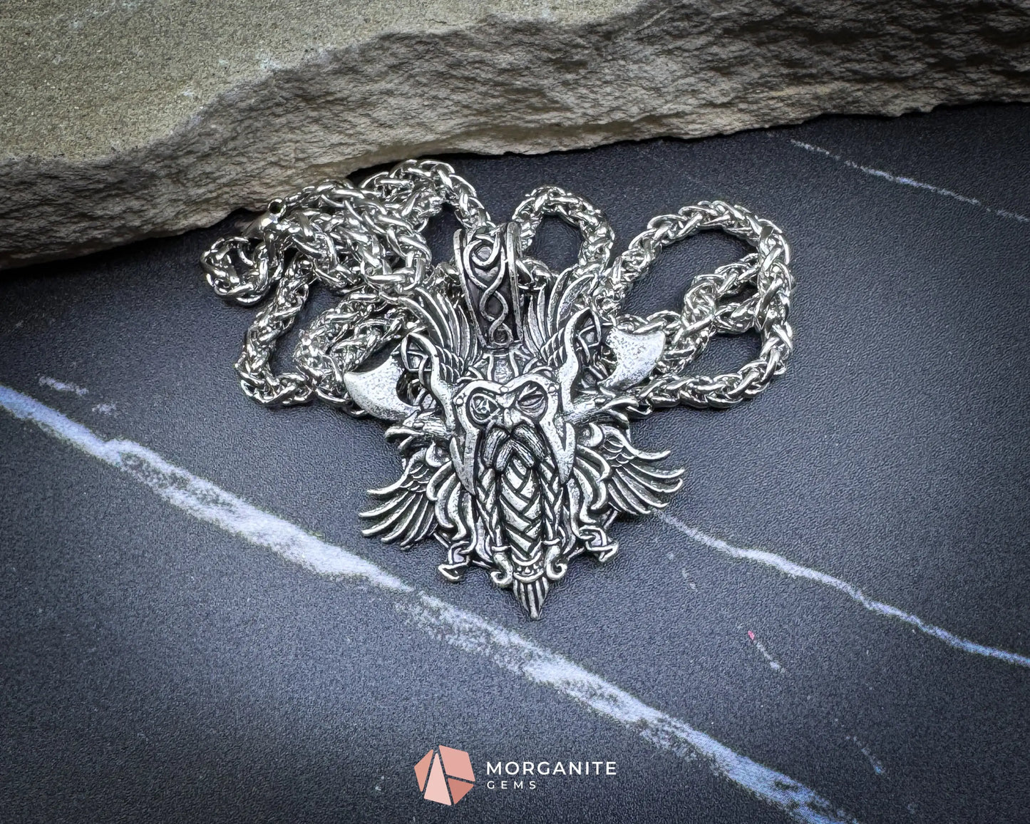 Odin Viking Warrior Pendant Necklace – Norse God Amulet on 60cm Chain