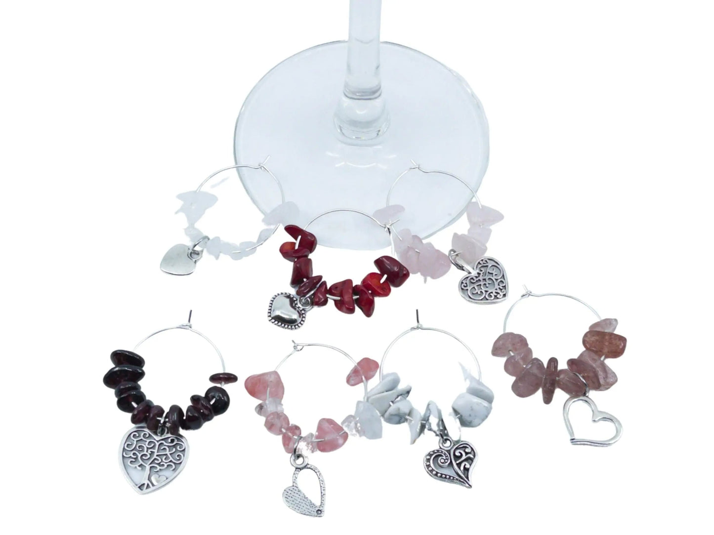 Silver Love Wine Charms-Morganite Gems