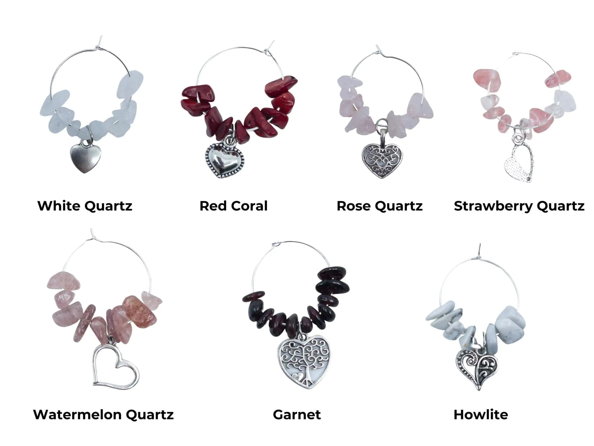 Silver Love Wine Charms-Morganite Gems