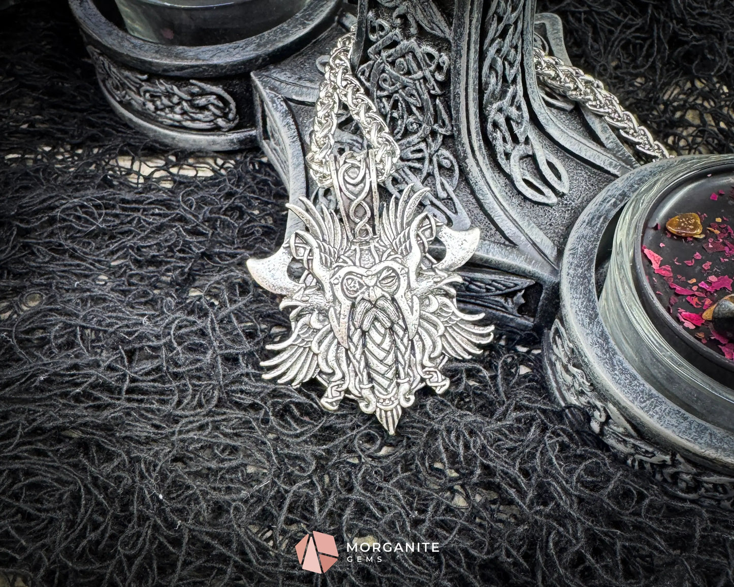 Odin Viking Warrior Pendant Necklace – Norse God Amulet on 60cm Chain