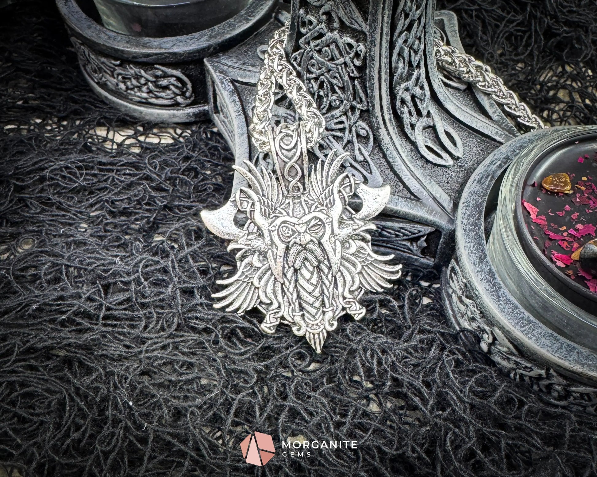 Odin Viking Warrior Pendant Necklace – Norse God Amulet on 60cm Chain