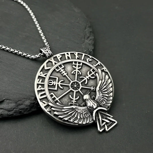 Vintage Hip Hop Viking Jewelry Rune Pendant Necklace