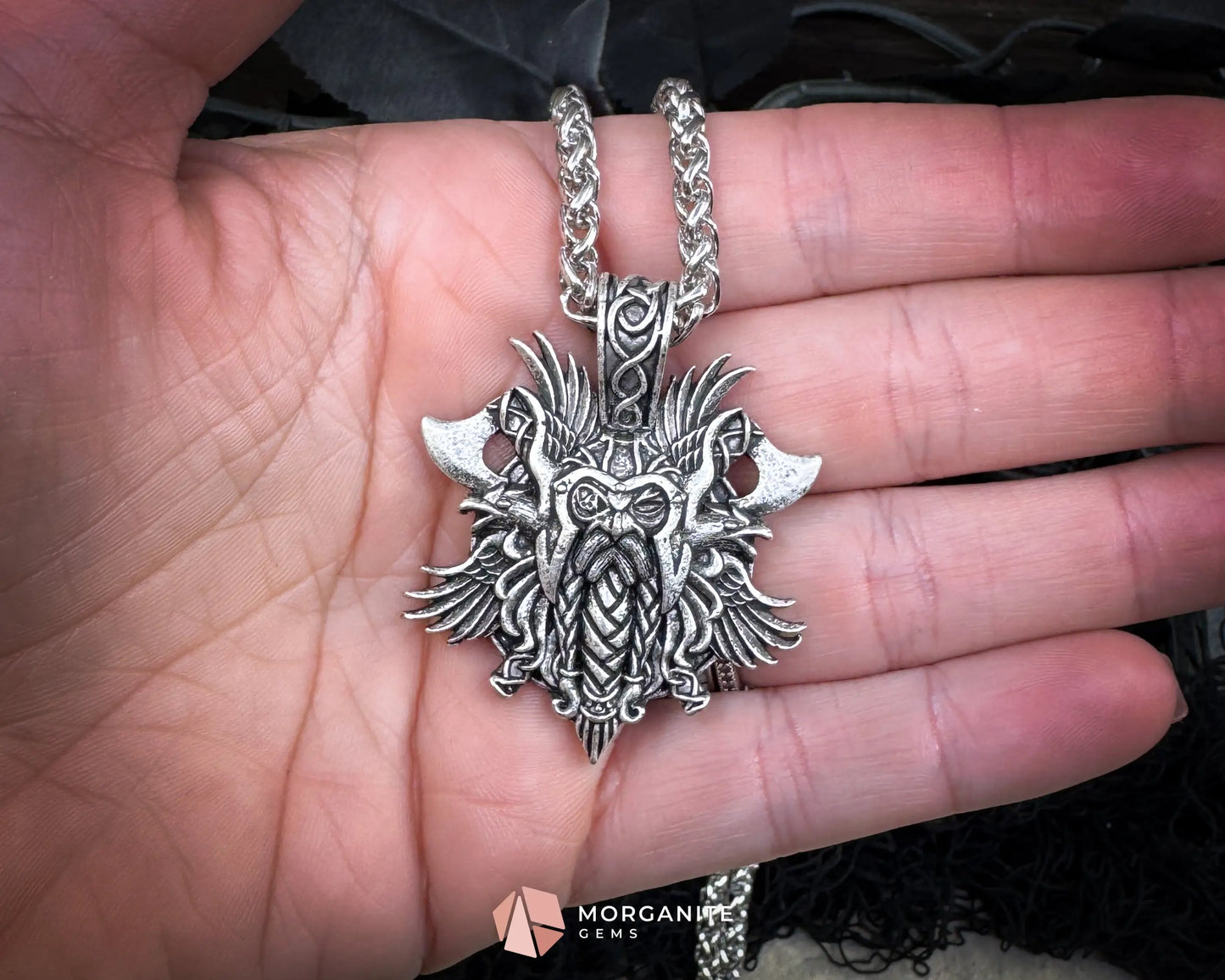 Odin Viking Warrior Pendant Necklace – Norse God Amulet on 60cm Chain
