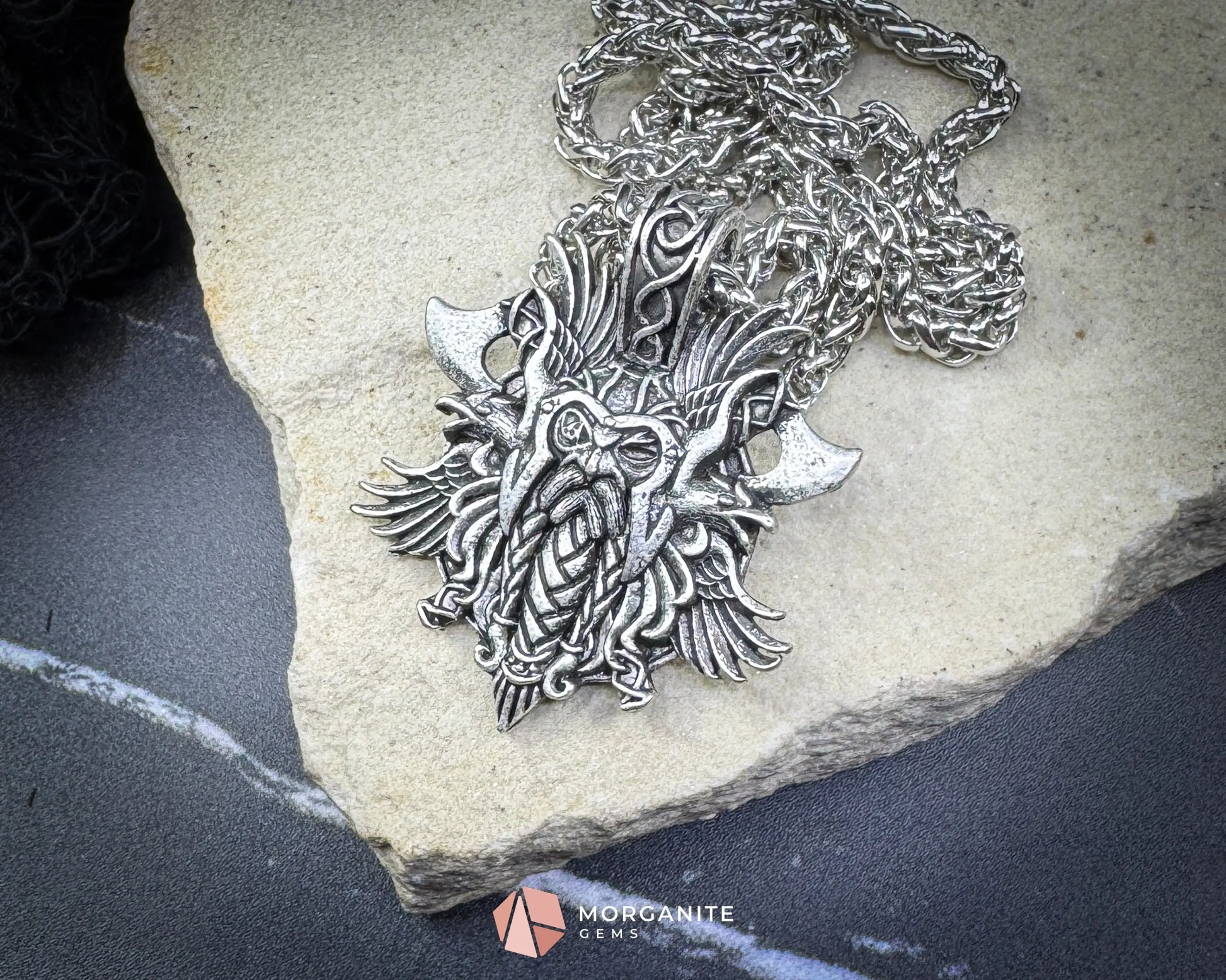Odin Viking Warrior Pendant Necklace – Norse God Amulet on 60cm Chain