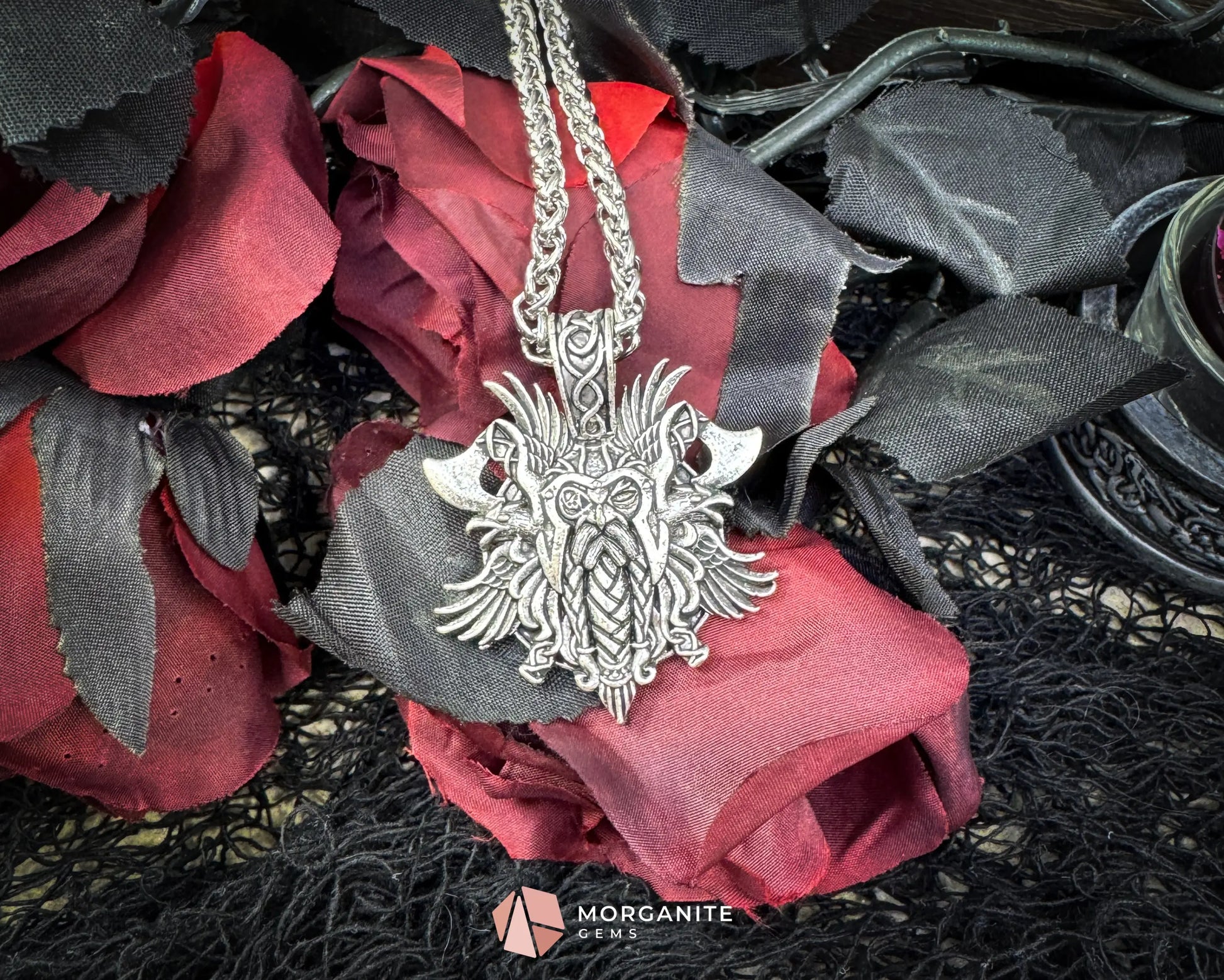 Odin Viking Warrior Pendant Necklace – Norse God Amulet on 60cm Chain