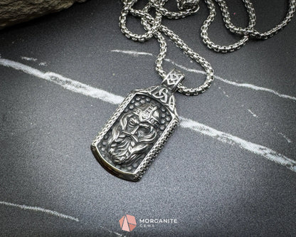 Vintage Viking Warrior Pendant Necklace – Stainless Steel Norse Amulet - Jewelry
