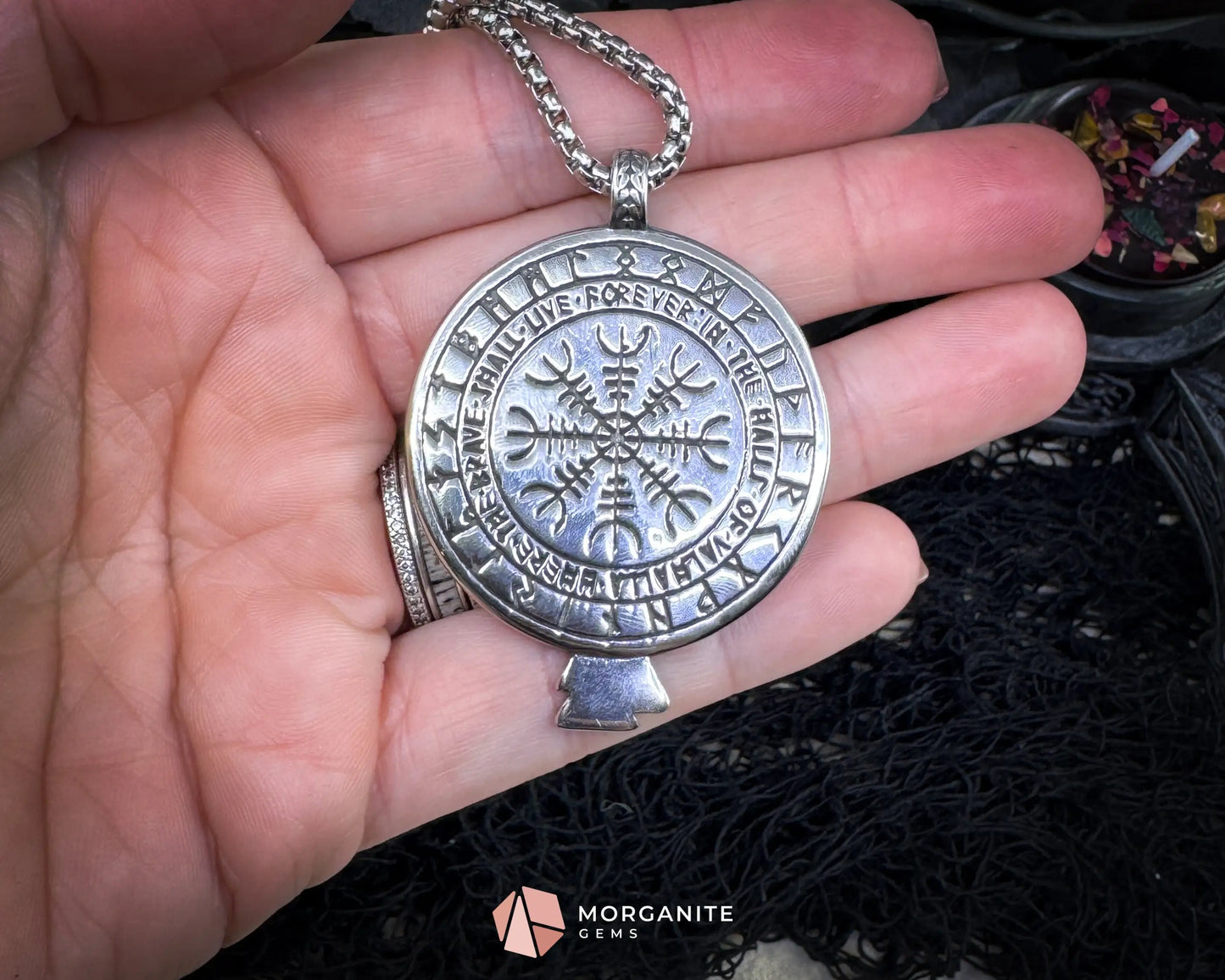 Viking Rune with Raven Pendant Necklace – Stainless Steel Norse Amulet - Jewelry