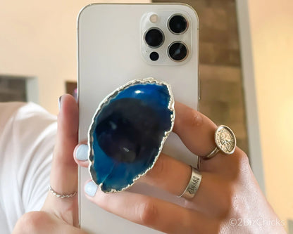 Silver-Plated Agate Phone Grip – Stylish and Functional Crystal Accessory-Morganite Gems