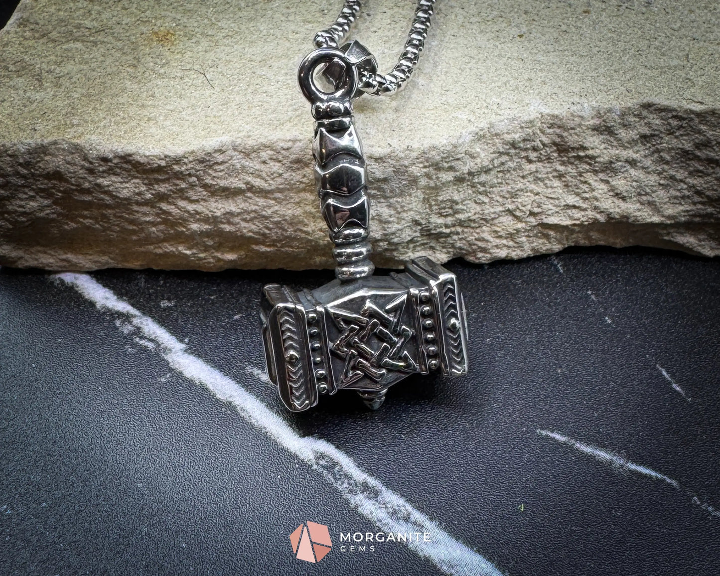 Retro Viking Thor’s Hammer Pendant Necklace – Stainless Steel Mjolnir Amulet - Jewelry