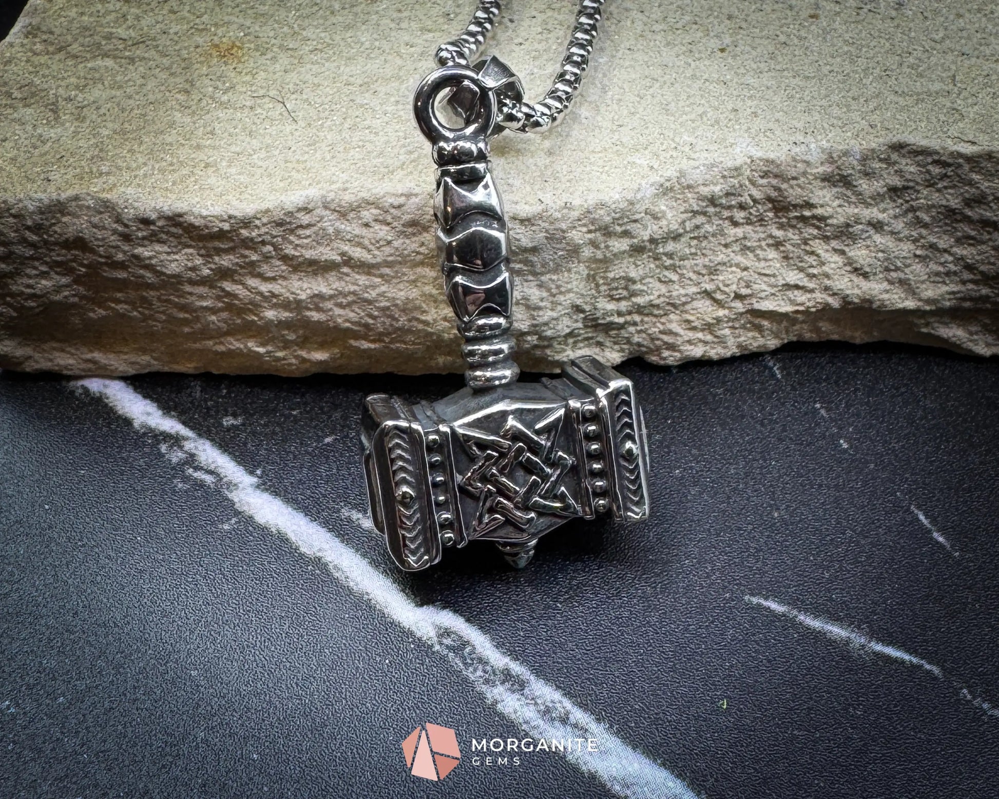 Retro Viking Thor’s Hammer Pendant Necklace – Stainless Steel Mjolnir Amulet - Jewelry