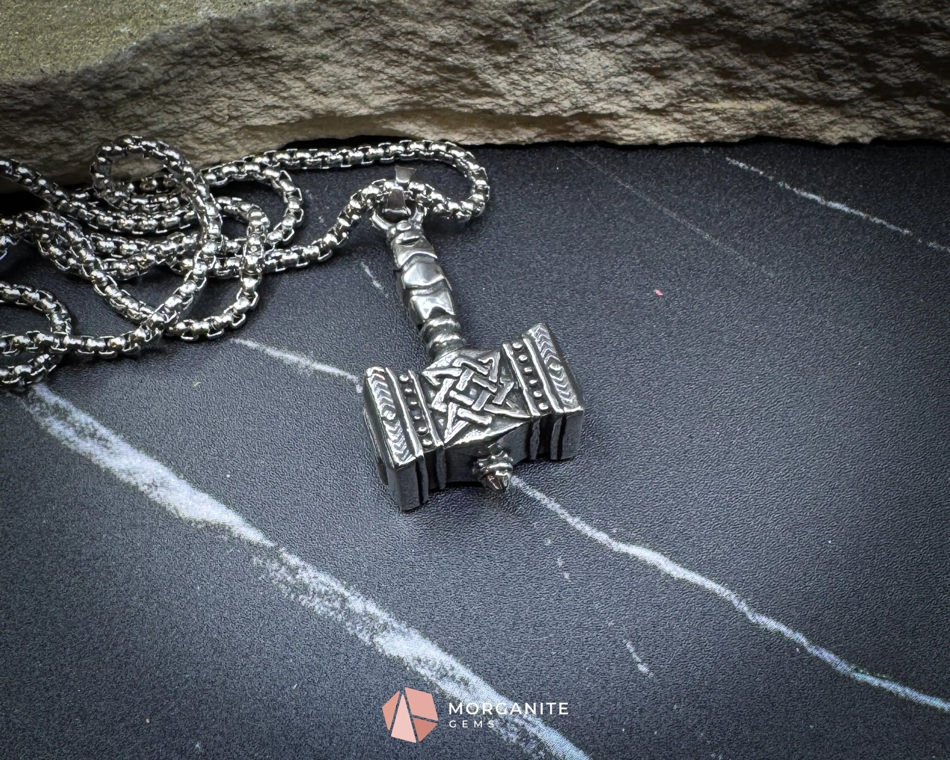 Retro Viking Thor’s Hammer Pendant Necklace – Stainless Steel Mjolnir Amulet - Jewelry