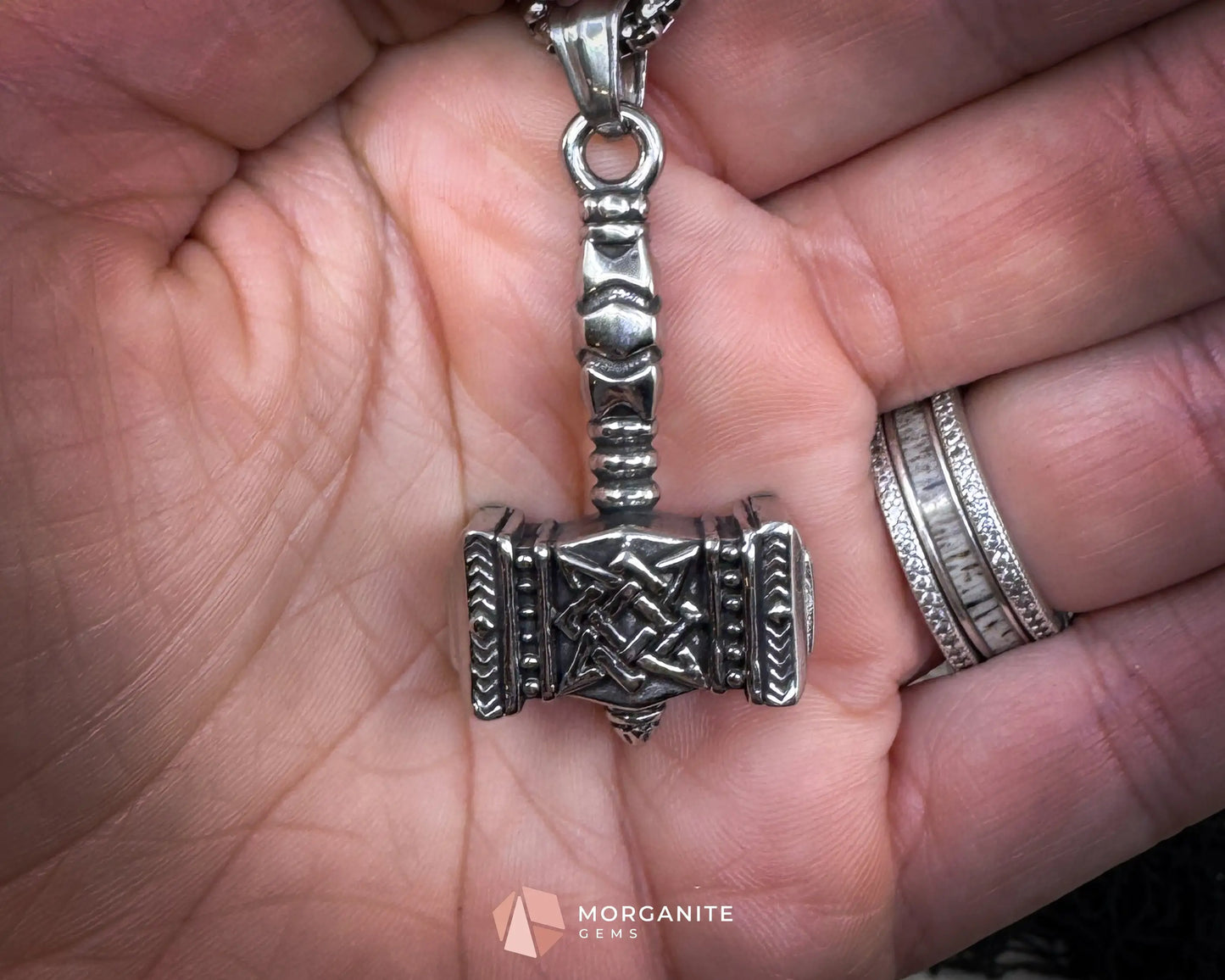 Retro Viking Thor’s Hammer Pendant Necklace – Stainless Steel Mjolnir Amulet - Jewelry