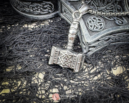 Retro Viking Thor’s Hammer Pendant Necklace – Stainless Steel Mjolnir Amulet - Jewelry