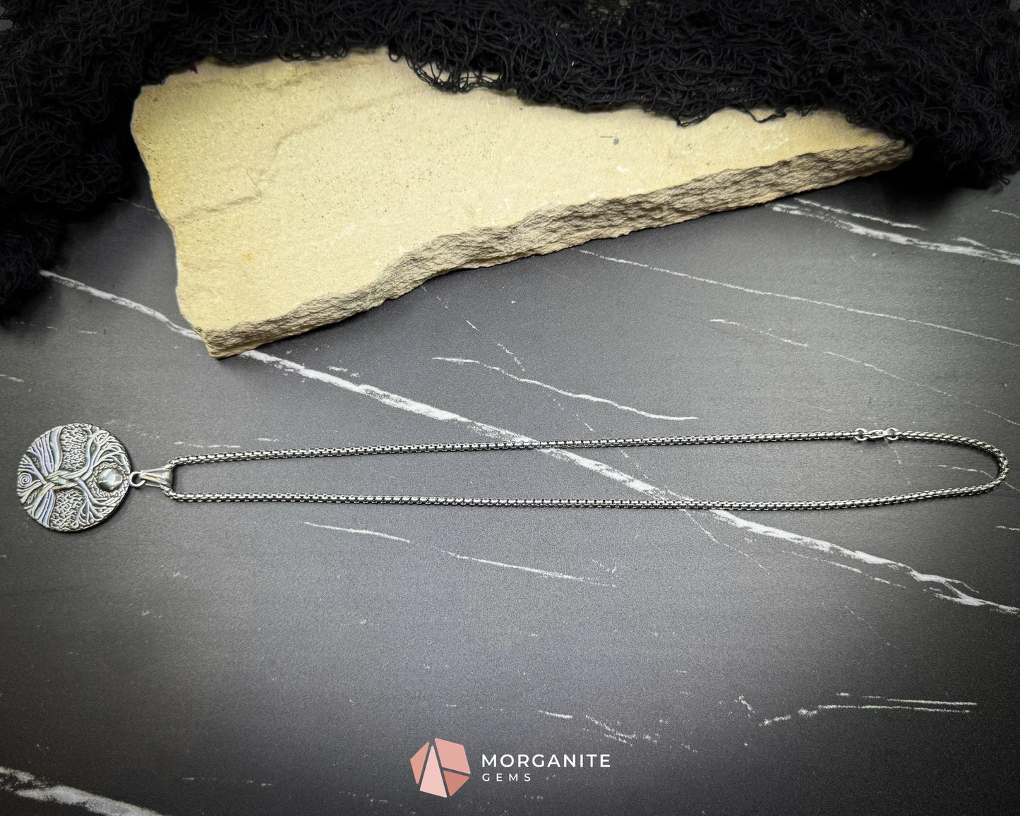 Viking Tree of Life with Moon Pendant Necklace – Stainless Steel Yggdrasil Amulet