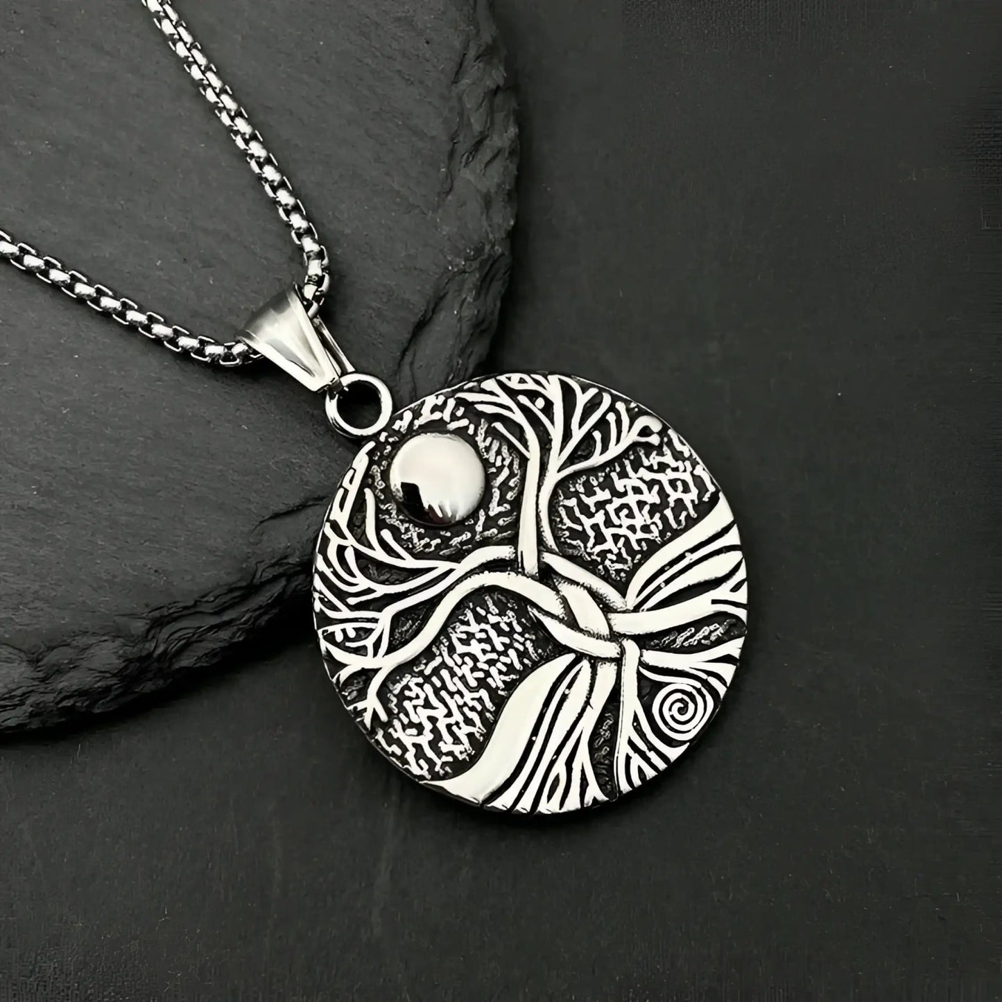 Vintage Hip Hop Viking Tree of Life Pendant Necklace