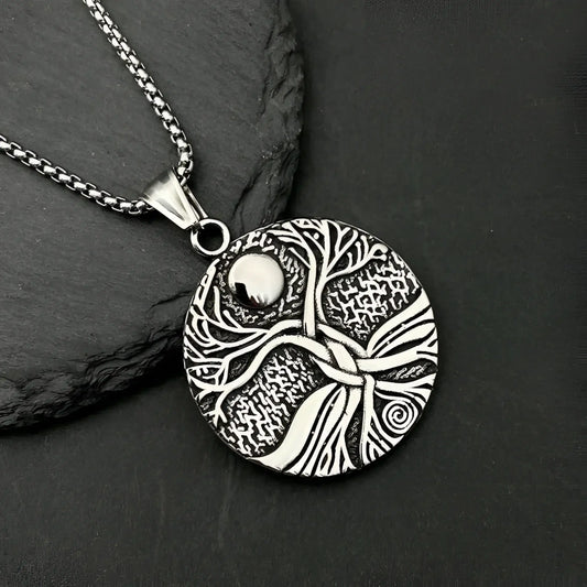 Vintage Hip Hop Viking Tree of Life Pendant Necklace
