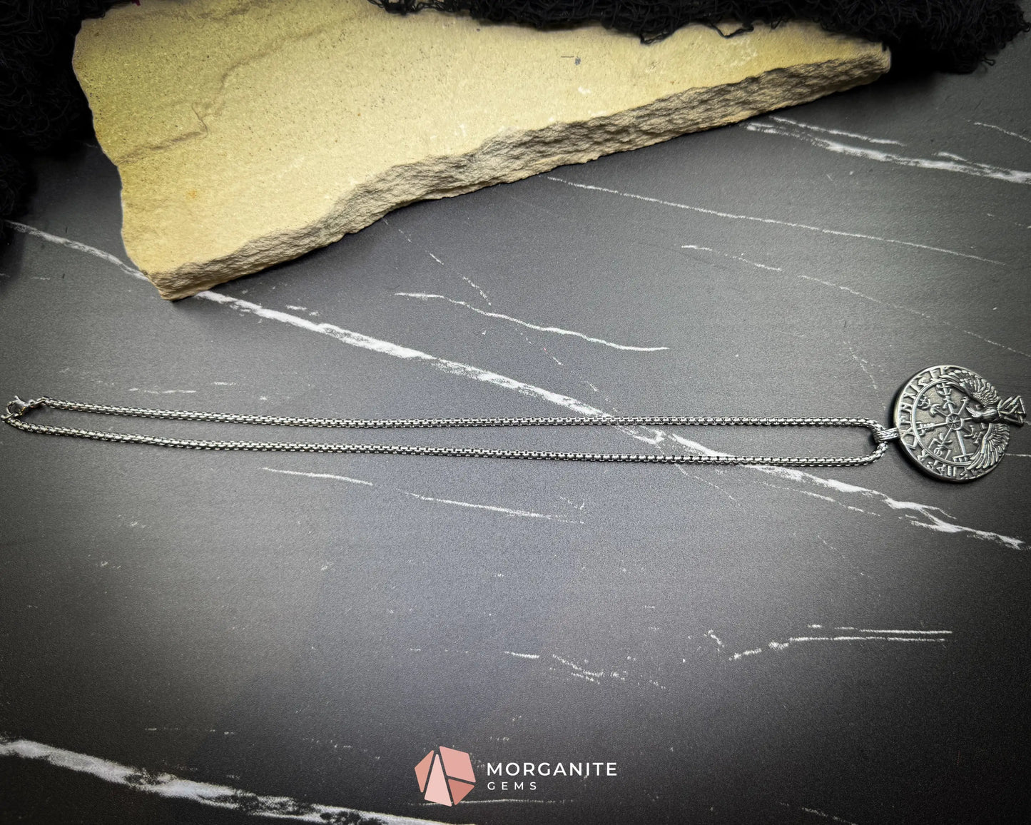 Viking Rune with Raven Pendant Necklace – Stainless Steel Norse Amulet - Jewelry