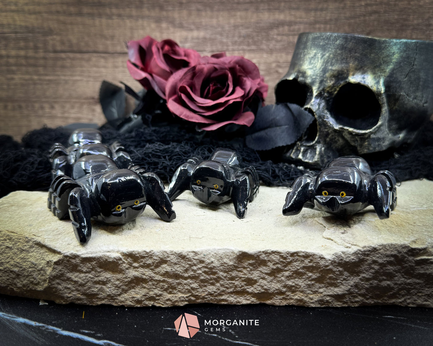 Small Black Onyx Spider Carving – Hand-Carved Tarantula Figurine with Meaning Card for Protection & Gothic Decor