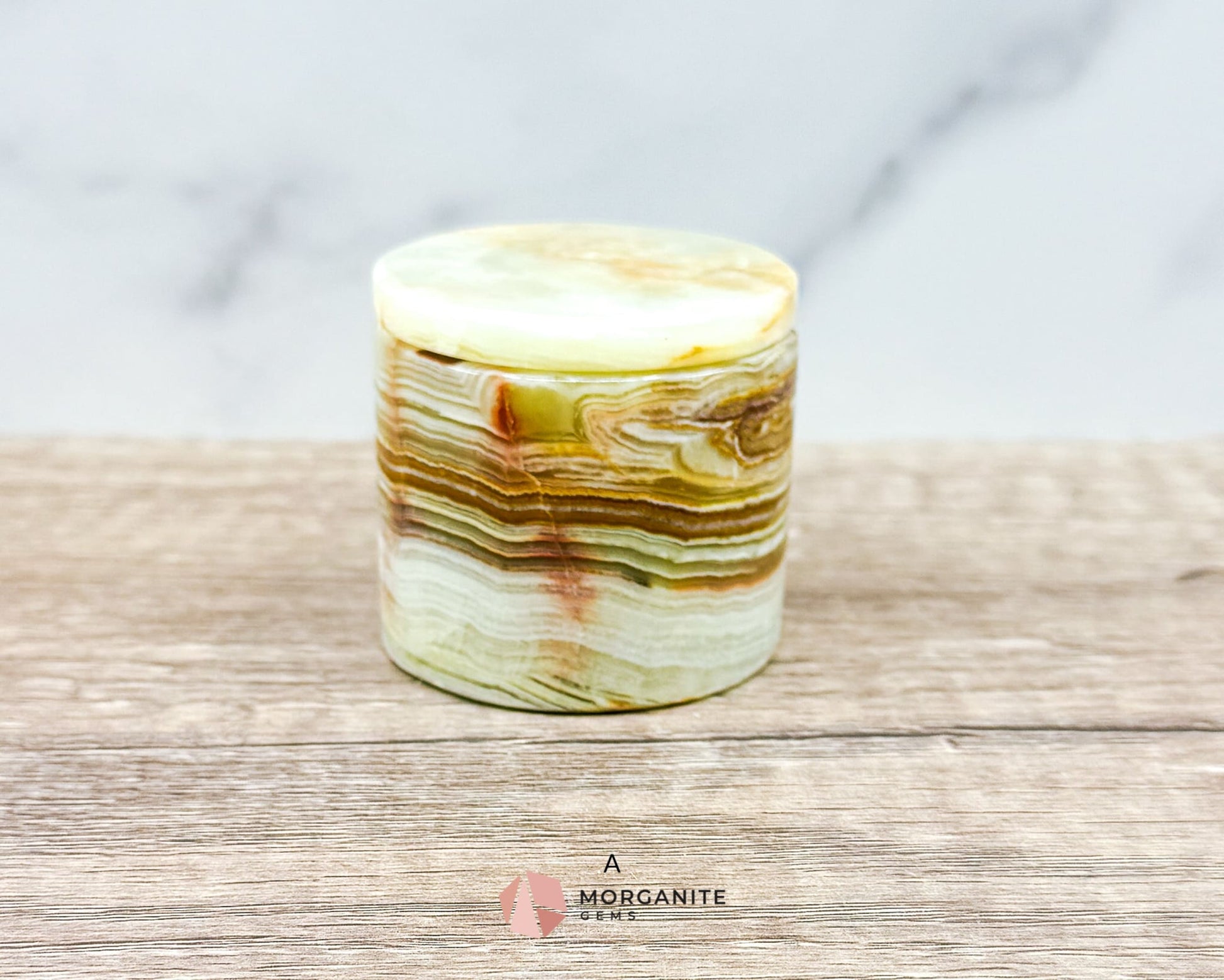 Small Onyx Trinket Jewelry Jar – Handcrafted Natural Stone Storage-Morganite Gems