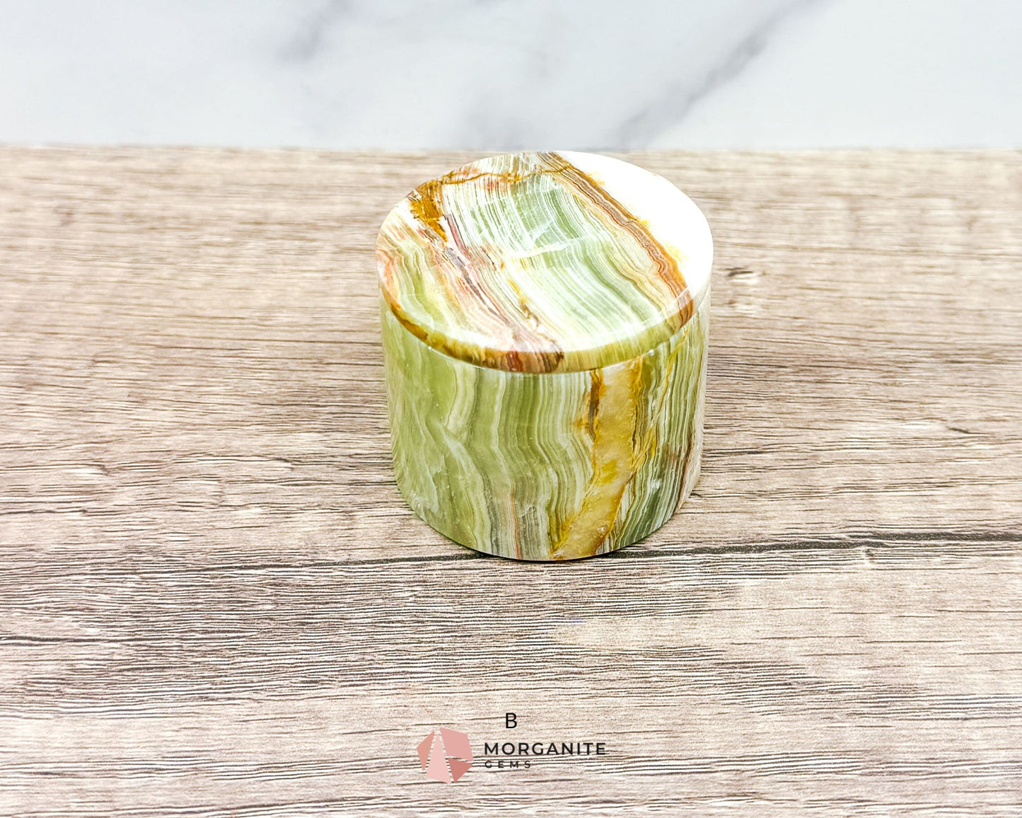 Small Onyx Trinket Jewelry Jar – Handcrafted Natural Stone Storage-Morganite Gems