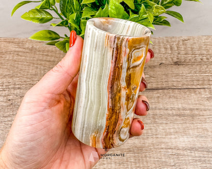 Small Onyx Tumbler Cylinder – Versatile Natural Stone Vessel for Decor & Everyday Use-Morganite Gems