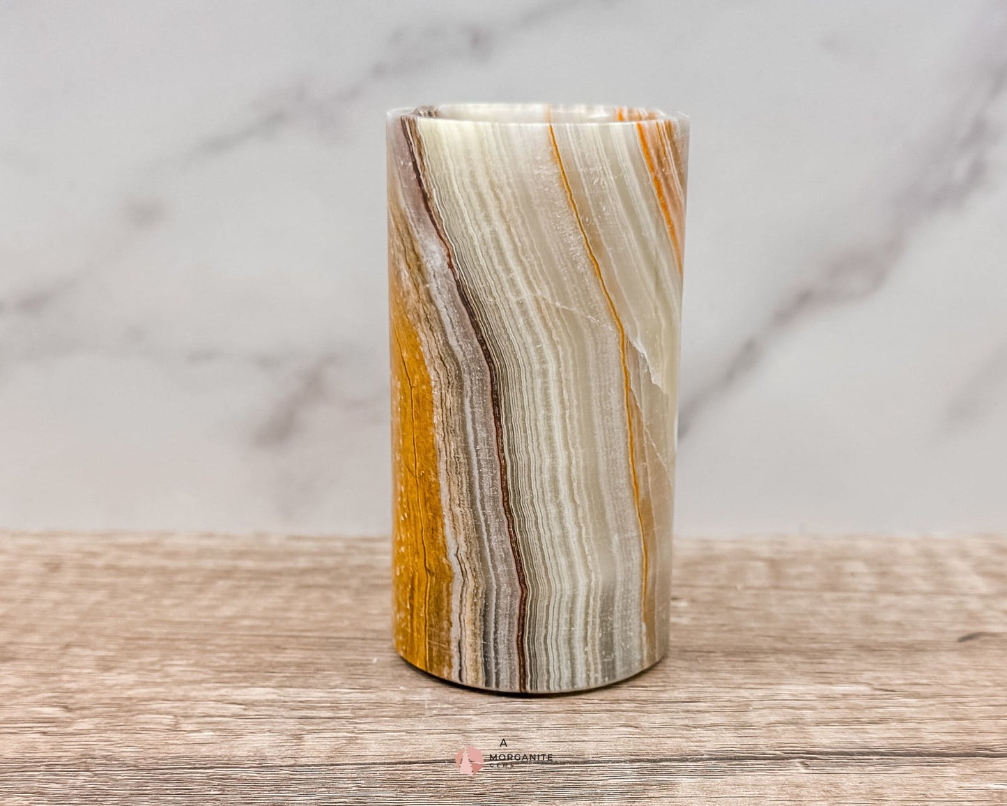 Small Onyx Tumbler Cylinder – Versatile Natural Stone Vessel for Decor & Everyday Use-Morganite Gems