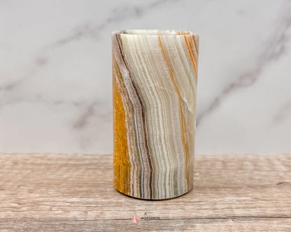 Small Onyx Tumbler Cylinder – Versatile Natural Stone Vessel for Decor & Everyday Use-Morganite Gems