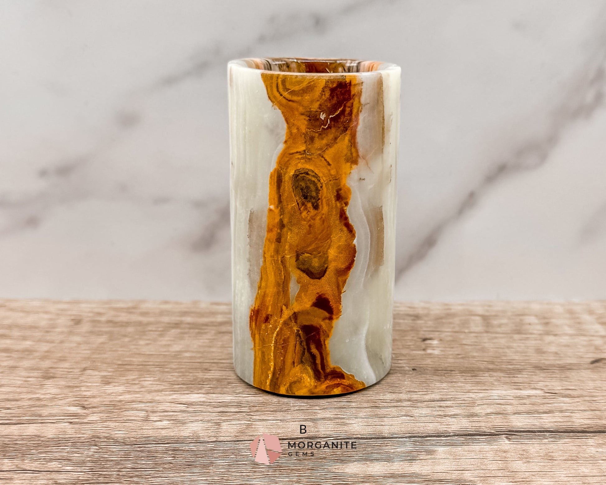 Small Onyx Tumbler Cylinder – Versatile Natural Stone Vessel for Decor & Everyday Use-Morganite Gems