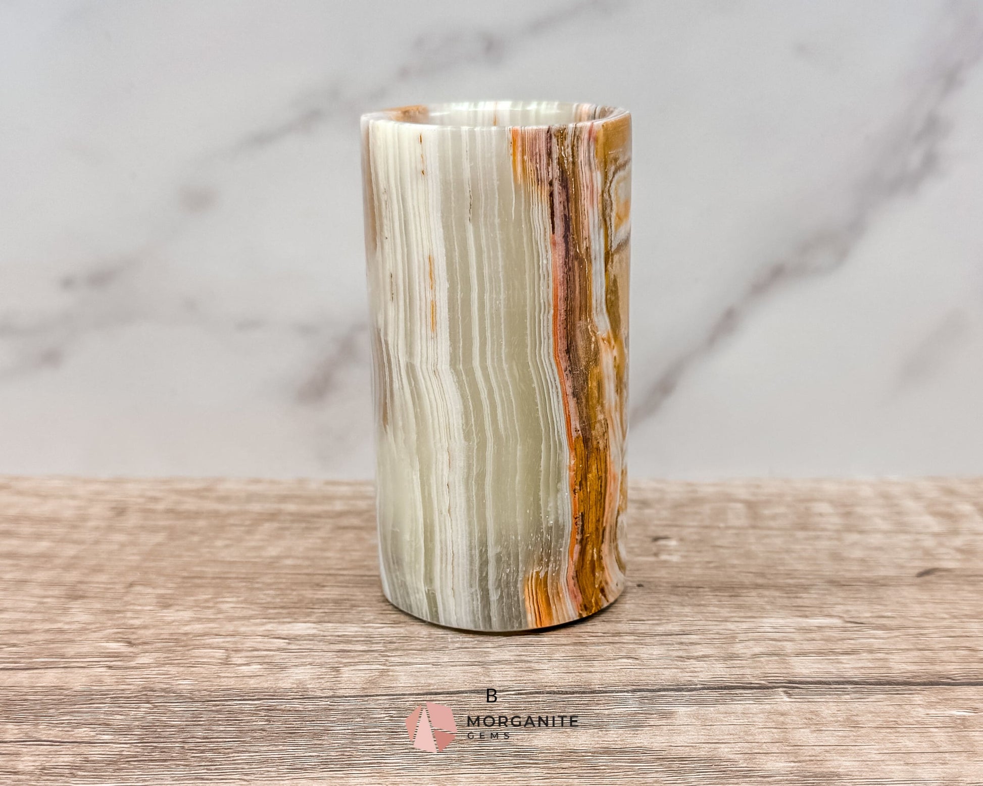 Small Onyx Tumbler Cylinder – Versatile Natural Stone Vessel for Decor & Everyday Use-Morganite Gems