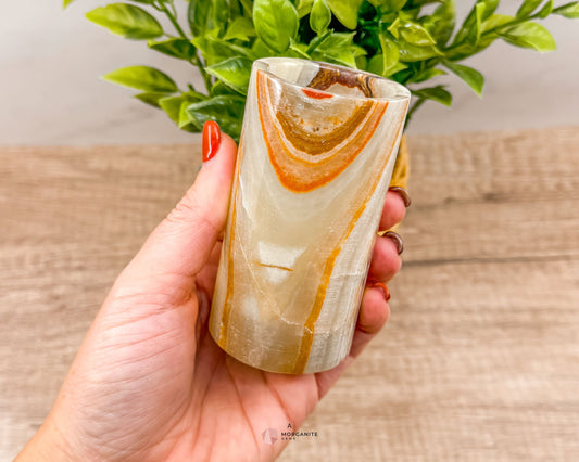 Small Onyx Tumbler Cylinder – Versatile Natural Stone Vessel for Decor & Everyday Use-Morganite Gems