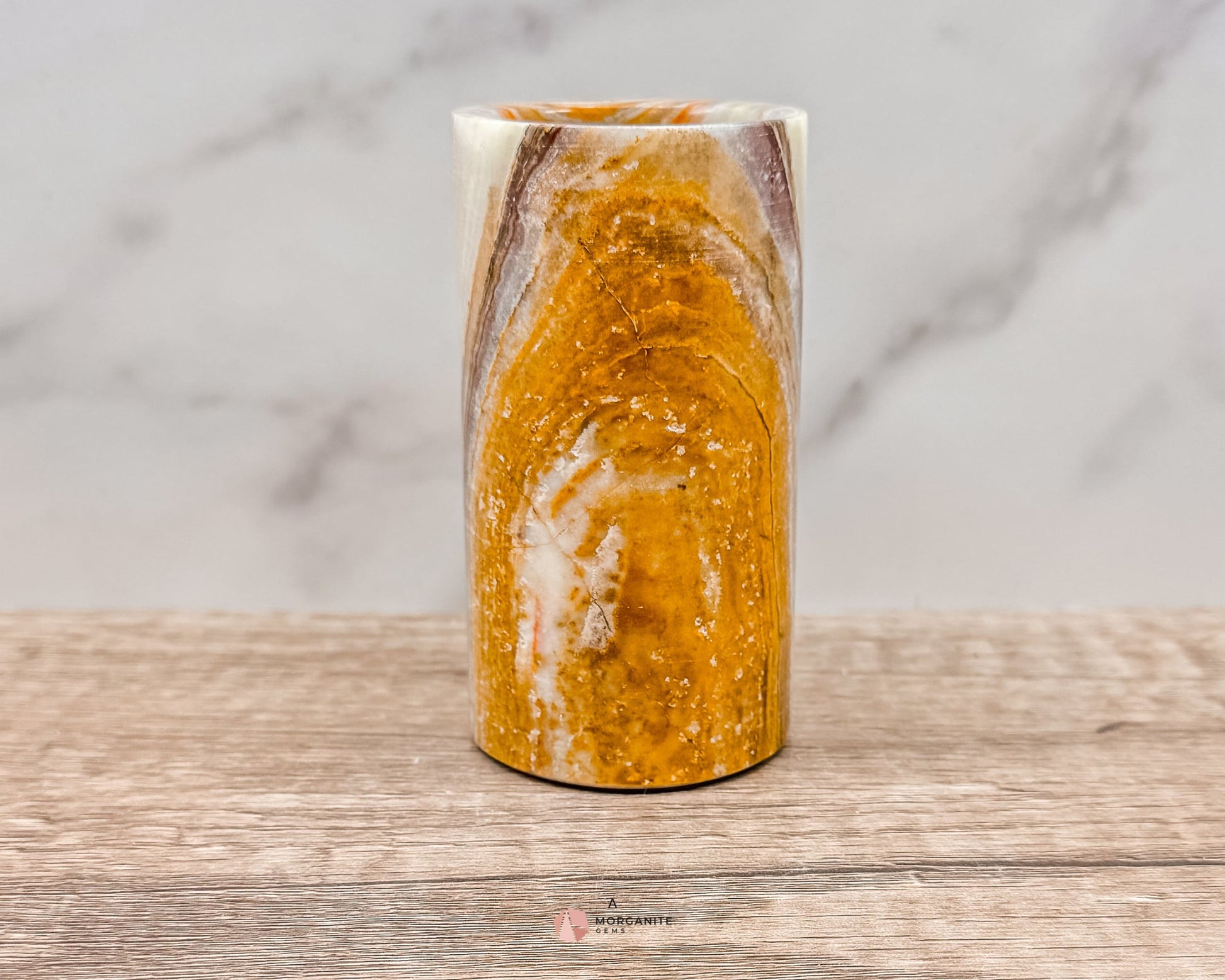 Small Onyx Tumbler Cylinder – Versatile Natural Stone Vessel for Decor & Everyday Use-Morganite Gems