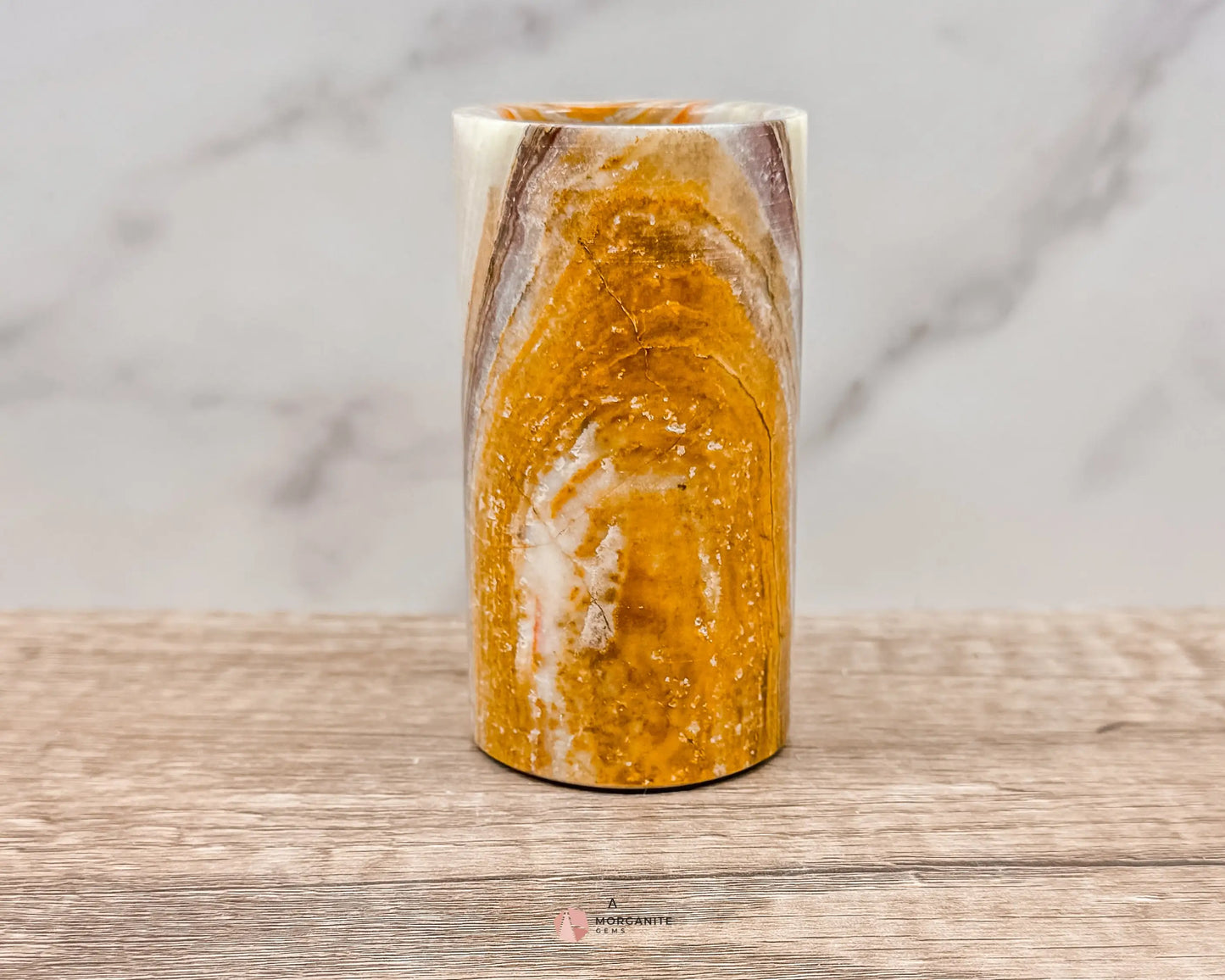 Small Onyx Tumbler Cylinder – Versatile Natural Stone Vessel for Decor & Everyday Use-Morganite Gems