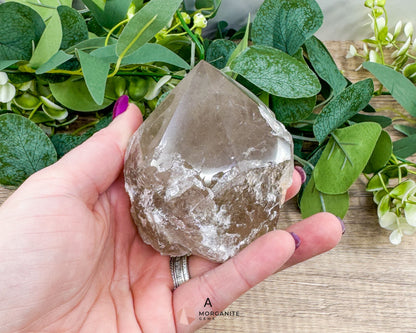 Smoky Quartz Half Rough Cut Base Point – Grounding & Protective Energy Crystal - Metaphysical Crystals